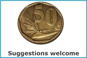 Online Mall Suggestions welcome image link of a South African 50 cent piece.